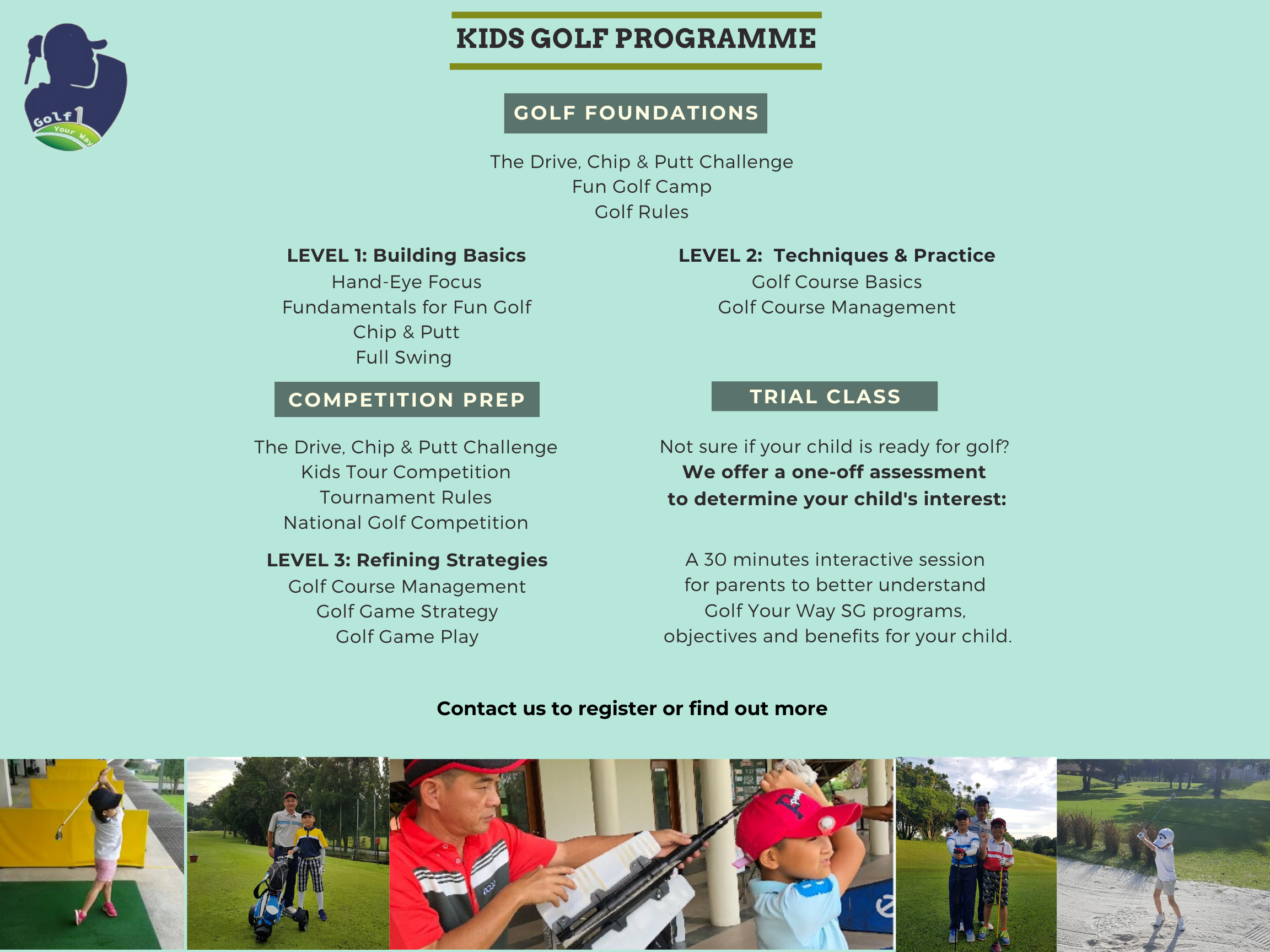 kids golf programme all levels